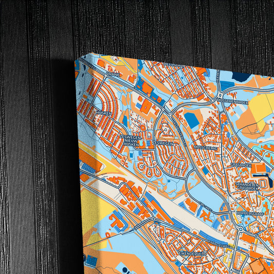 Heerlen Netherlands Colorful City Map Canvas Print Detail