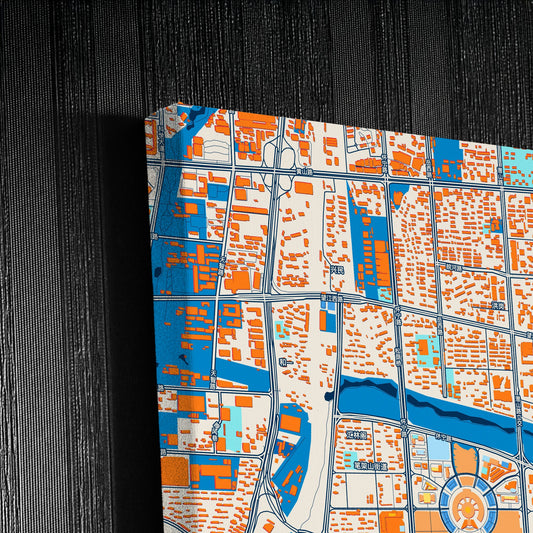 Hefei China Colorful City Map Canvas Print Detail