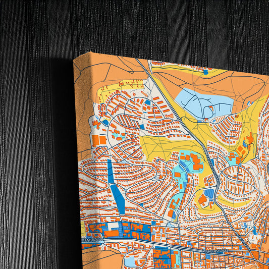 Heidenheim A.D. Brenz Germany Colorful City Map Canvas Print Detail