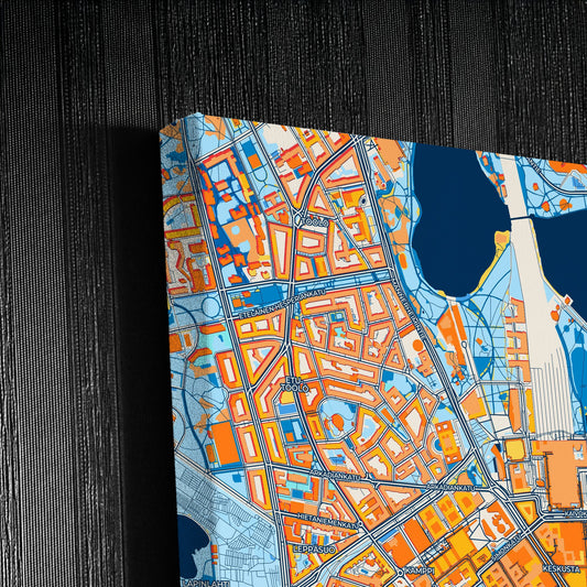Helsinki Finland Colorful City Map Canvas Print Detail