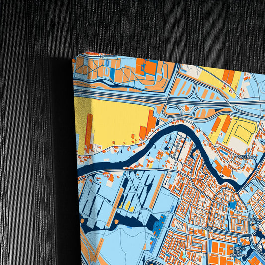 Hendrik-Ido-Ambacht Netherlands Colorful City Map Canvas Print Detail