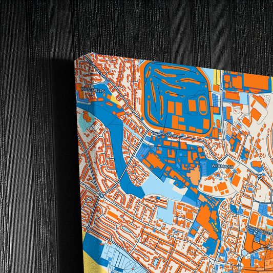 Hereford England Colorful City Map Canvas Print Detail