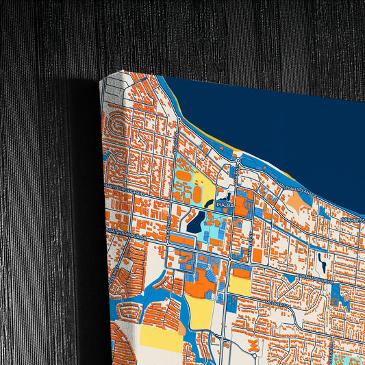 Hervey Bay Australia Colorful City Map Canvas Print Detail