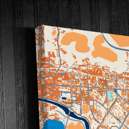 Hezhou China Colorful City Map Canvas Print Detail