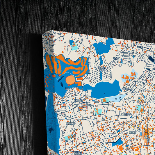 Higashimurayama Japan Colorful City Map Canvas Print Detail