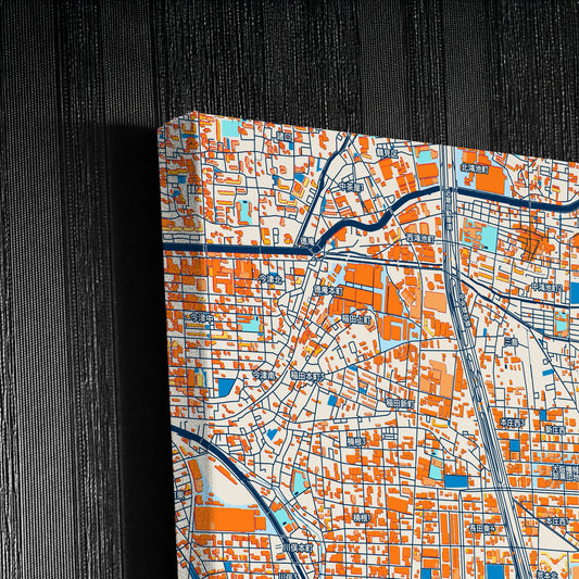 Higashiōsaka Japan Colorful City Map Canvas Print Detail
