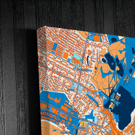 Hillerød Denmark Colorful City Map Canvas Print Detail