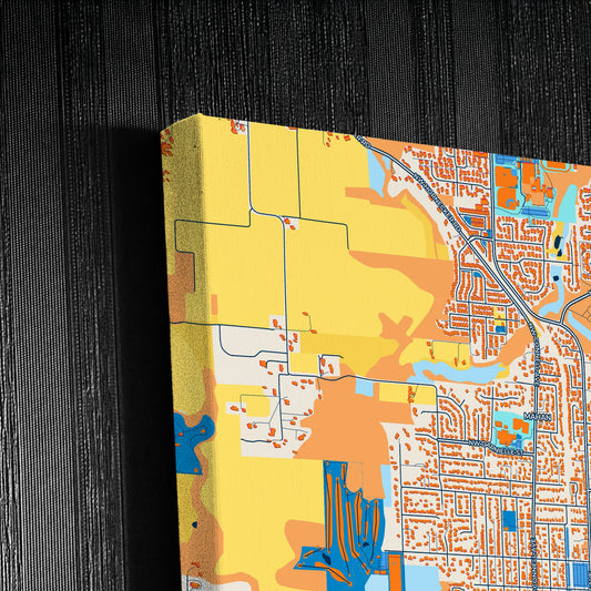 Hillsboro Oregon Colorful City Map Canvas Print Detail