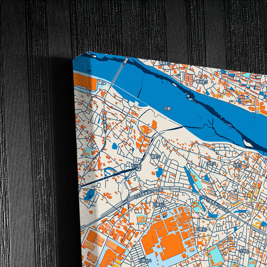 Hino Japan Colorful City Map Canvas Print Detail