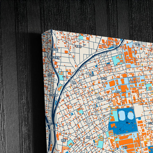 Hiratsuka Japan Colorful City Map Canvas Print Detail