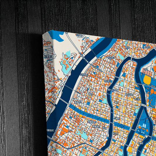 Hiroshima Japan Colorful City Map Canvas Print Detail
