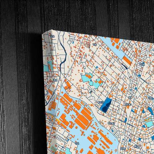 Hitachinaka Japan Colorful City Map Canvas Print Detail