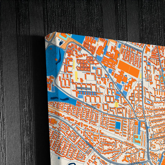 Holstebro Denmark Colorful City Map Canvas Print Detail