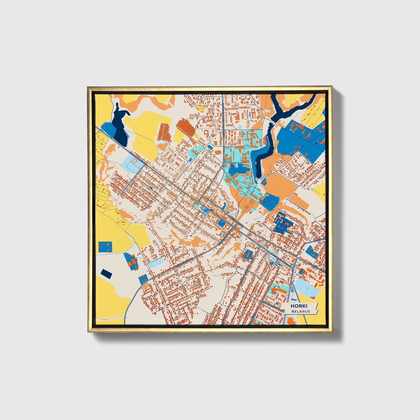 Хоркі Belarus Colorful City Map Canvas Print • Gold Framed