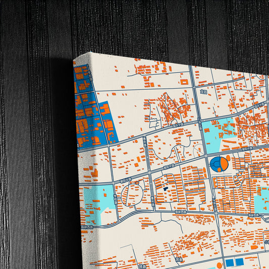Huainan China Colorful City Map Canvas Print Detail