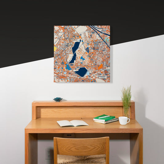 Hyderabad Pakistan Colorful City Map Canvas Print Scene