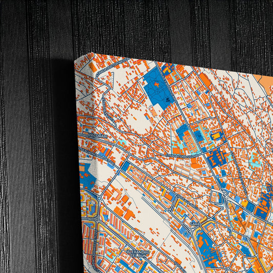 Iași Romania Colorful City Map Canvas Print Detail