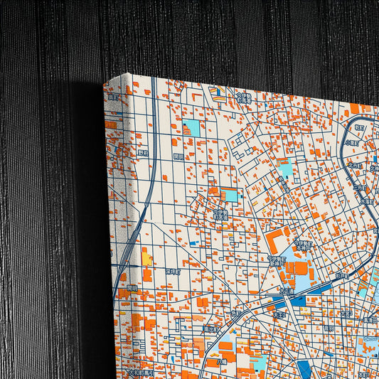 Ichinomiya Japan Colorful City Map Canvas Print Detail