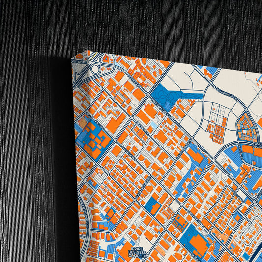 Irvine California Colorful City Map Canvas Print Detail