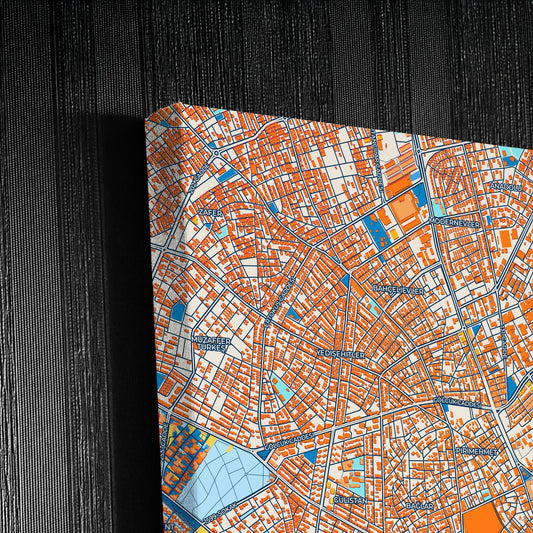 Isparta Turkey Colorful City Map Canvas Print Detail