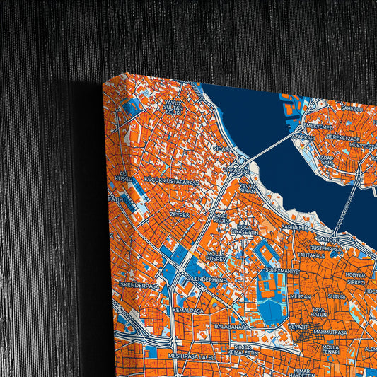 İstanbul Turkey Colorful City Map Canvas Print Detail