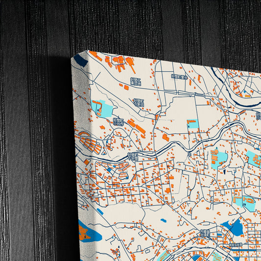 Iwaki Japan Colorful City Map Canvas Print Detail