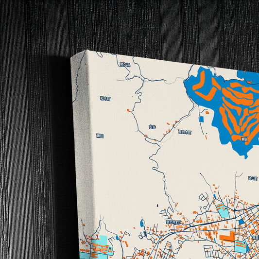 Iwakuni Japan Colorful City Map Canvas Print Detail