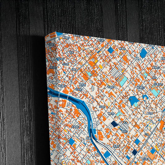 Izumi Japan Colorful City Map Canvas Print Detail