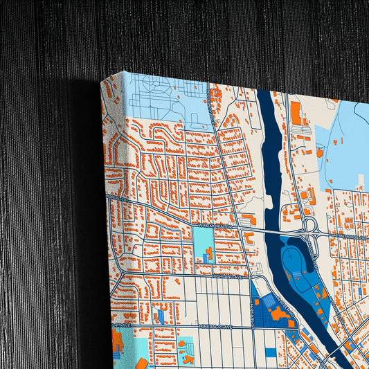 Janesville Wisconsin Colorful City Map Canvas Print Detail