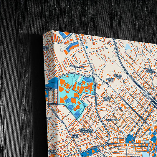 Johnson City Tennessee Colorful City Map Canvas Print Detail