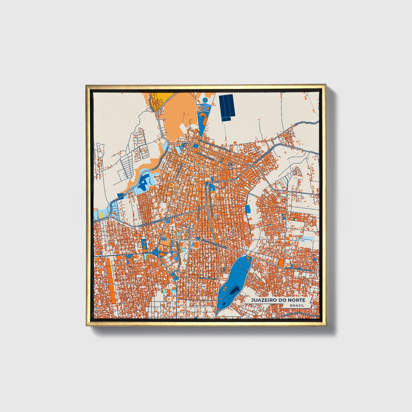 Juazeiro Do Norte Brazil Colorful City Map Canvas Print • Gold Framed