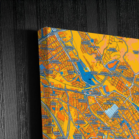 Jundiai Brazil Colorful City Map Canvas Print Detail