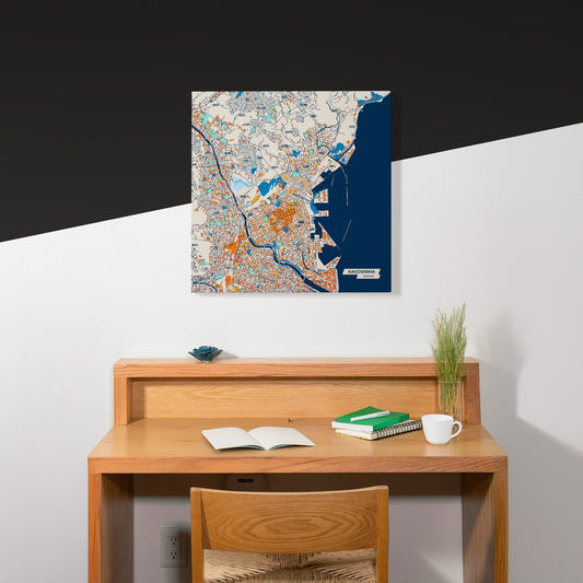 Kagoshima Japan Colorful City Map Canvas Print Scene