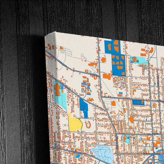 Kalamazoo Michigan Colorful City Map Canvas Print Detail