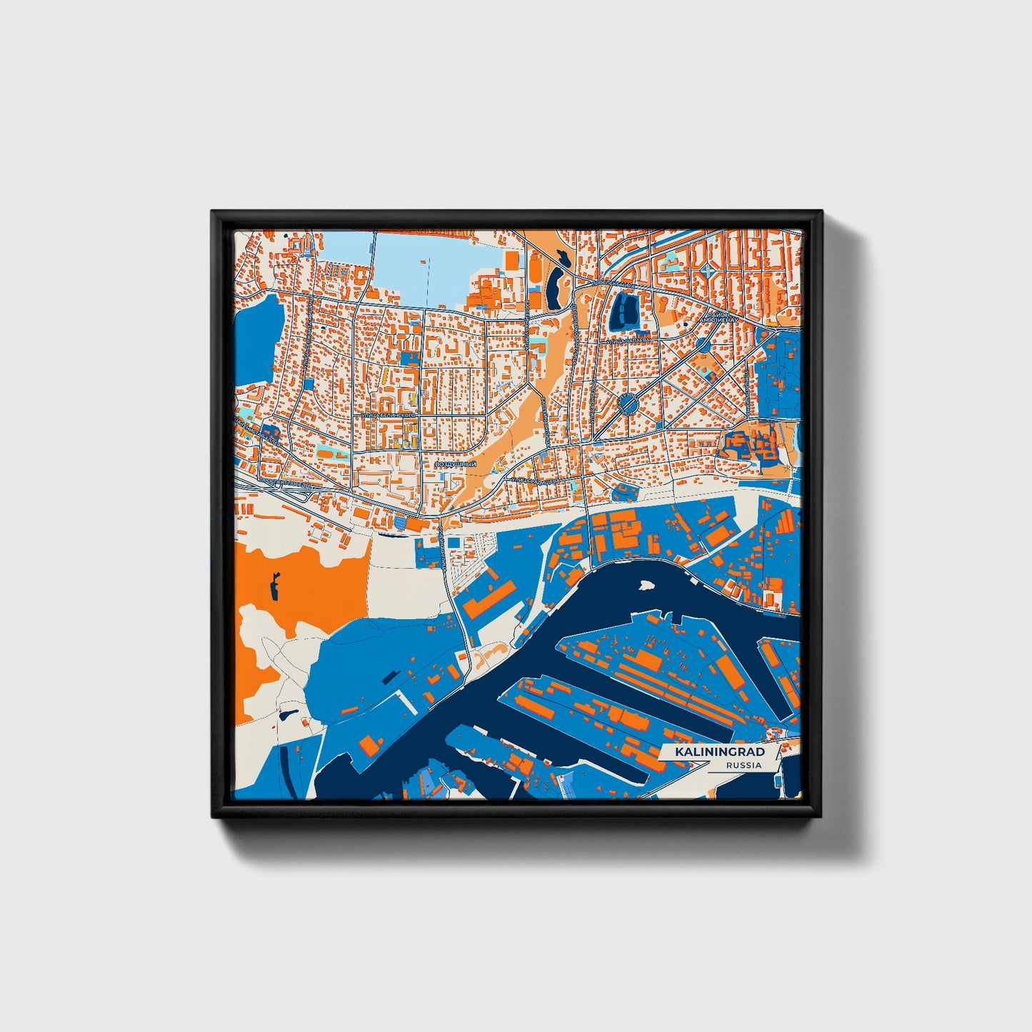 Калининград Russia Colorful City Map Canvas Print • Black Framed