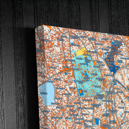 Kampala Uganda Colorful City Map Canvas Print Detail