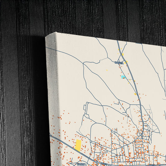Kandi Benin Colorful City Map Canvas Print Detail