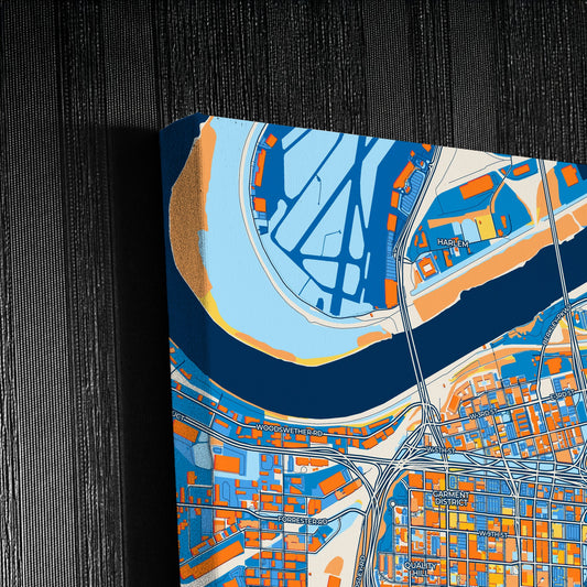 Kansas City Missouri Colorful City Map Canvas Print Detail