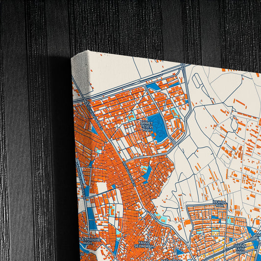 Karaköprü Turkey Colorful City Map Canvas Print Detail