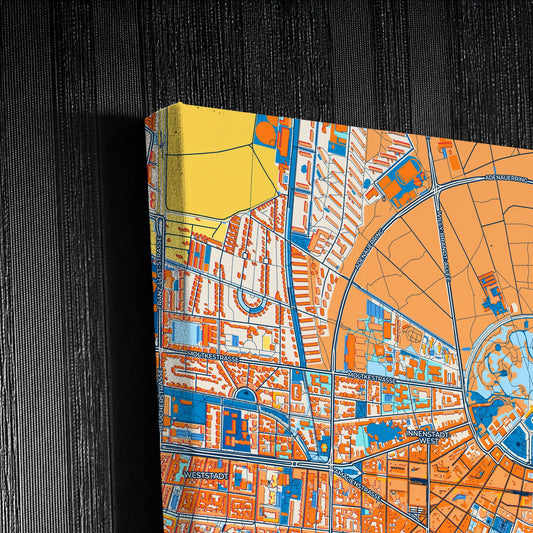 Karlsruhe Germany Colorful City Map Canvas Print Detail