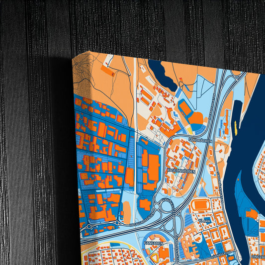 Karlstad Sweden Colorful City Map Canvas Print Detail