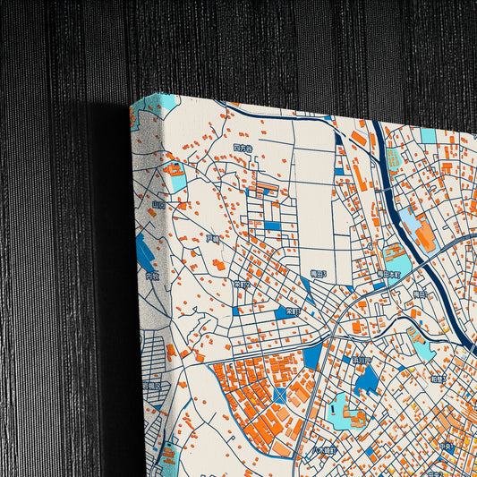 Kasukabe Japan Colorful City Map Canvas Print Detail
