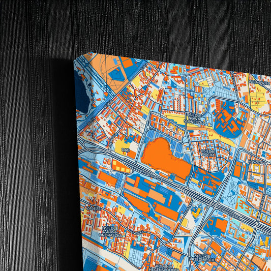 Katowice Poland Colorful City Map Canvas Print Detail