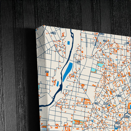 Kawagoe Japan Colorful City Map Canvas Print Detail