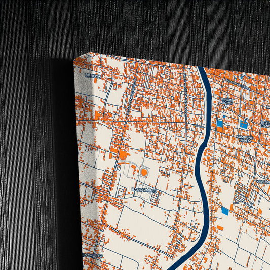 Kediri Indonesia Colorful City Map Canvas Print Detail