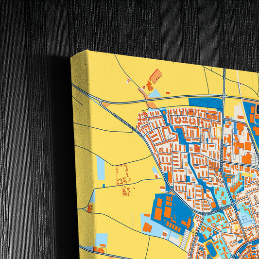 Kempen Germany Colorful City Map Canvas Print Detail