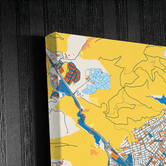 Κερατσινι Greece Colorful City Map Canvas Print Detail
