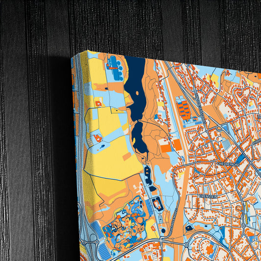 Kerkrade Netherlands Colorful City Map Canvas Print Detail