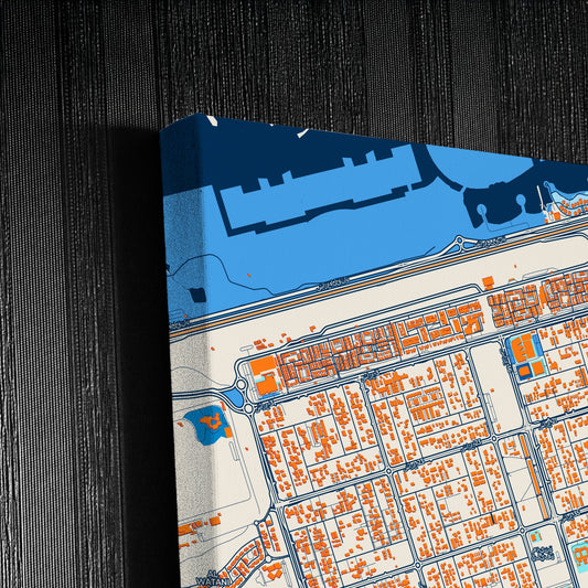 Khalifah A City United Arab Emirates Colorful City Map Canvas Print Detail