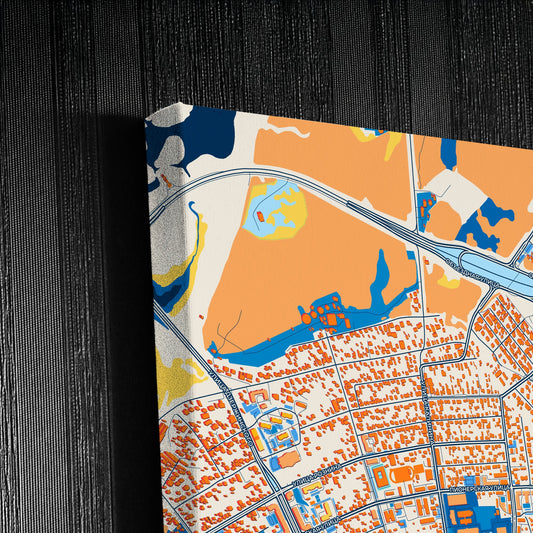 Ханты-Мансийский Russia Colorful City Map Canvas Print Detail